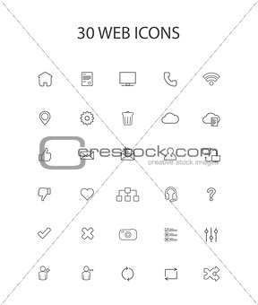 30 Grey Color Simple Web Icons