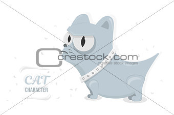 Cat angry stare big eyes. Cartoon character for animation or print. Trendy style for graphic design, Web site, social media, user interface, mobile app.