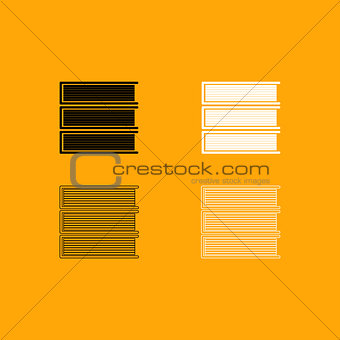 Horizontal stack of books set icon .