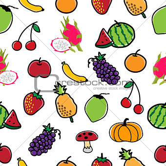 Fruit and Vegetable Pattern Seamless  background.