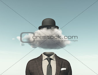 Businessman with a cloud
