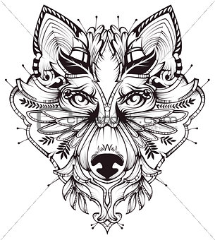 Abstract Dog Head Tattoo illustration