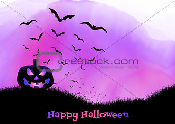 Halloween background on watercolour texture