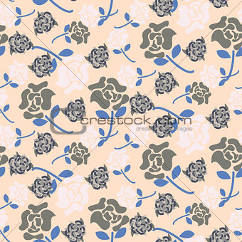 Pale rose pink and grey floral pattern seamless vector.