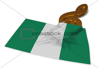 clef symbol symbol and flag of nigeria - 3d rendering