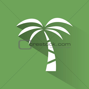 Palm tree icon on a green background with shade
