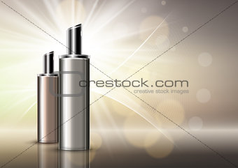 Luxury blank cosmetic bottles background