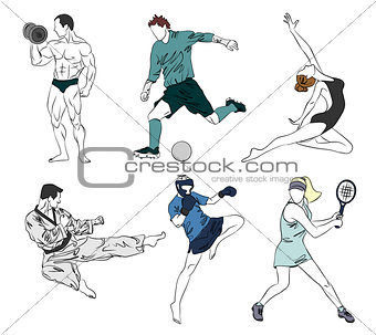 Set of six sports