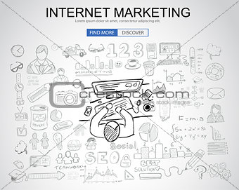 Internet Marketing concept with Business Doodle design style: on