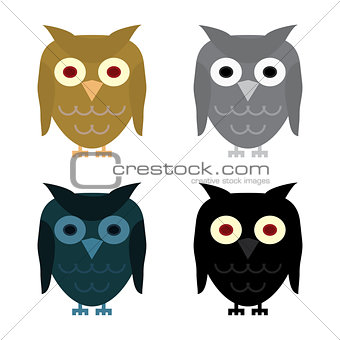 Owl day night gray and Halloween black owl
