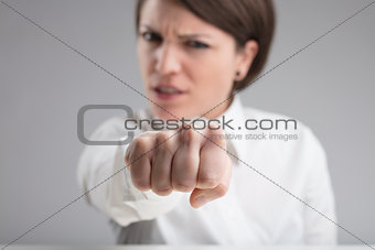 focus on a punch of an angry woman