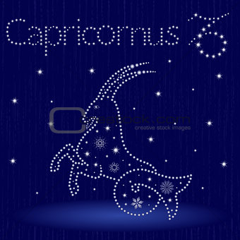 Zodiac sign Capricornus with snowflakes