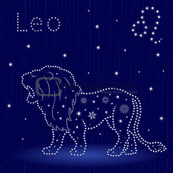 Zodiac sign Leo with snowflakes 