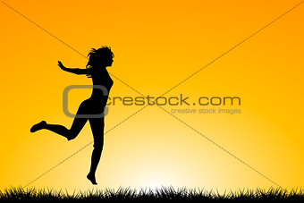 Happy woman jumping and enjoying life