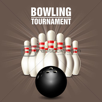 Set of bowling skittles and bowling ball - poster