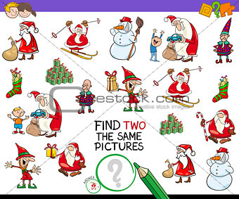 find two the same Christmas pictures game