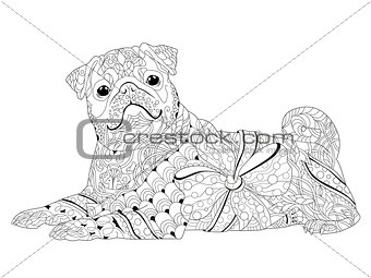 Zentangle stylized dog. Hand Drawn lace vector illustration