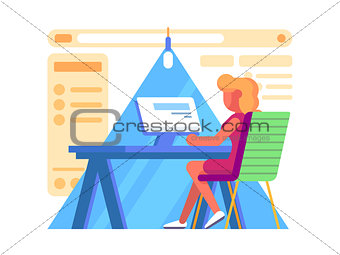 Girl working at computers