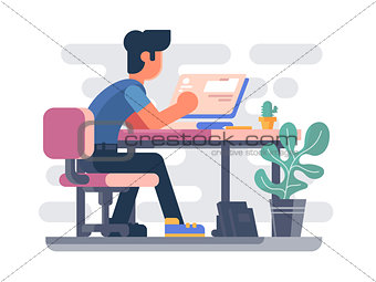 Guy working at computer