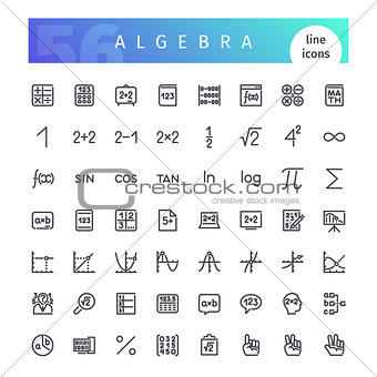 Algebra Line Icons Set