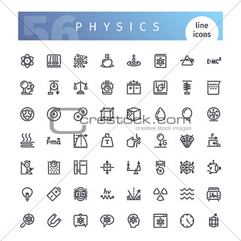 Physics Line Icons Set
