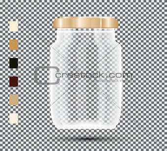 Glass Jar on Transparent Background.