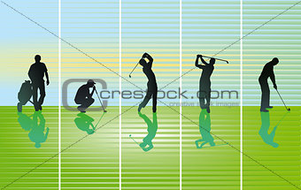 Golfer on green, illustration