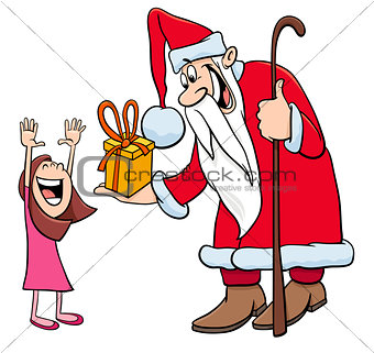 Santa Claus character with little girl