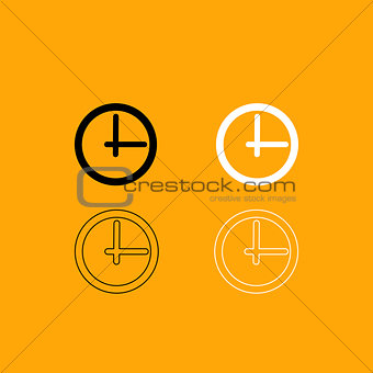 Clock black and white set icon.