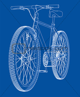 Bicycle. Wire-frame style. Vector