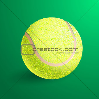 Tennis ball isolated on green background. Vector illustration