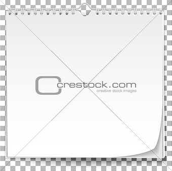 White wall calendar template on transparent background