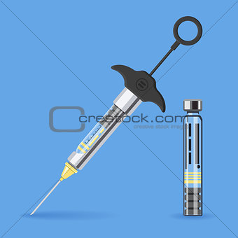 dental medical syringe and carpula vial icon