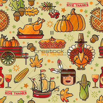 Thanksgiving Holiday Texture. Seamless Pattern.