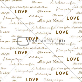 Love letters seamless vector pattern on white. Romantic valentine wrap paper design.