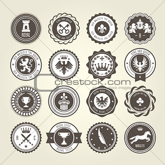 Emblems, blazons and heraldic badges - round labels