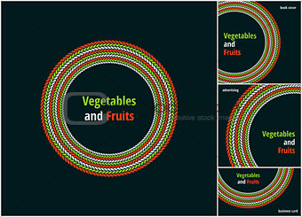 Vector round eco, bio green and red symbol or sign. Vegan, vegetarian, healthy food badge, tag, restaurants