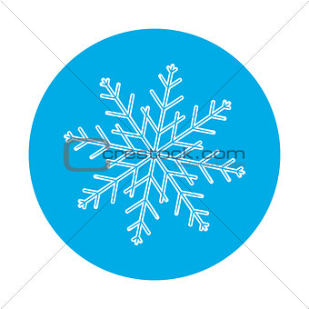 Winter seamless background with a flat white snowflake on a blue