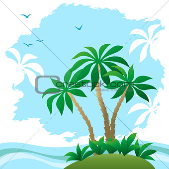 Landscape, Sea Beach with Palms