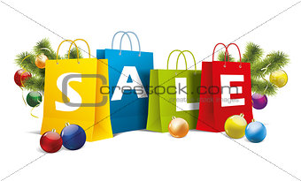 christmas colored paper bags on white. Vector
