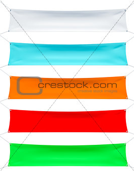 Set of textile banners with folds