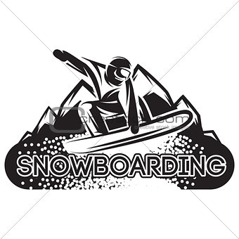 vector monochrome template with snowboarder in a jump