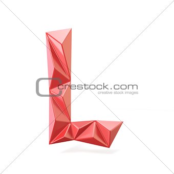 Red modern triangular font letter L. 3D