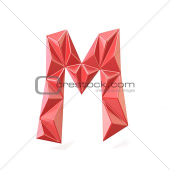 Red modern triangular font letter M. 3D
