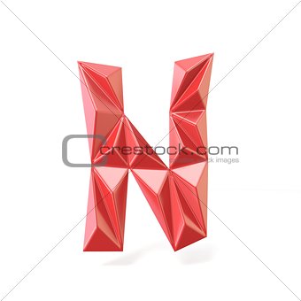 Red modern triangular font letter N. 3D