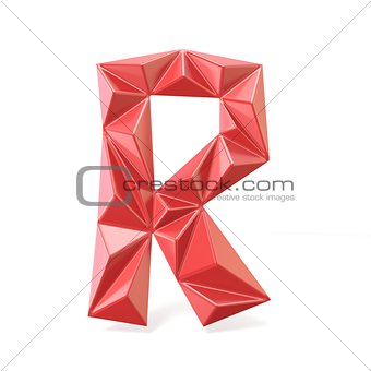 Red modern triangular font letter R. 3D