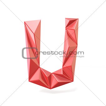 Red modern triangular font letter U. 3D