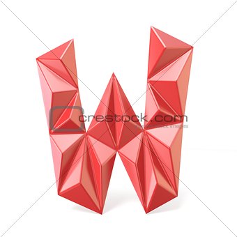 Red modern triangular font letter W. 3D