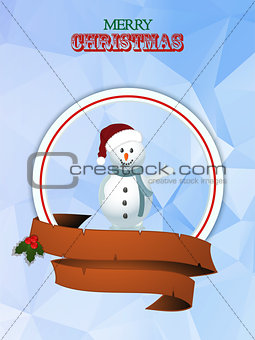 Christmas border with snowman and banner