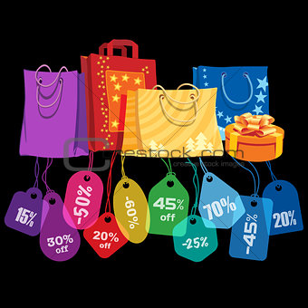 Sale. Bags and price tags